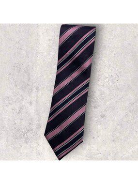 BIELLA Silk Tie Purple Pink Striped W:3.6" EUC